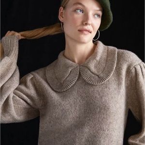 Anthropologie Collared Puff-Sleeved Sweater